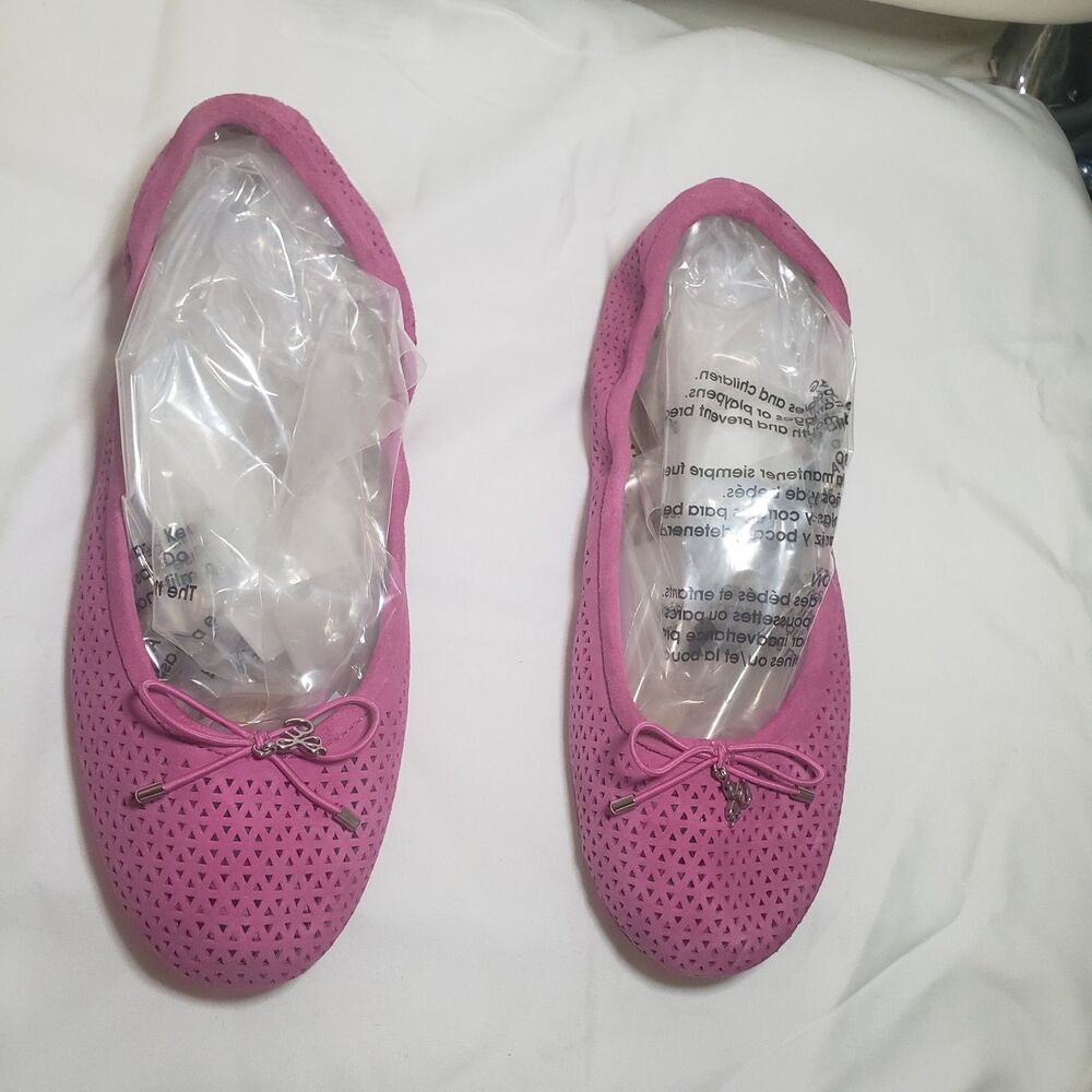NEW-NO-BOX Sam Edelman Felicia Perforated Pink Ballet Flats 6.5w #A1